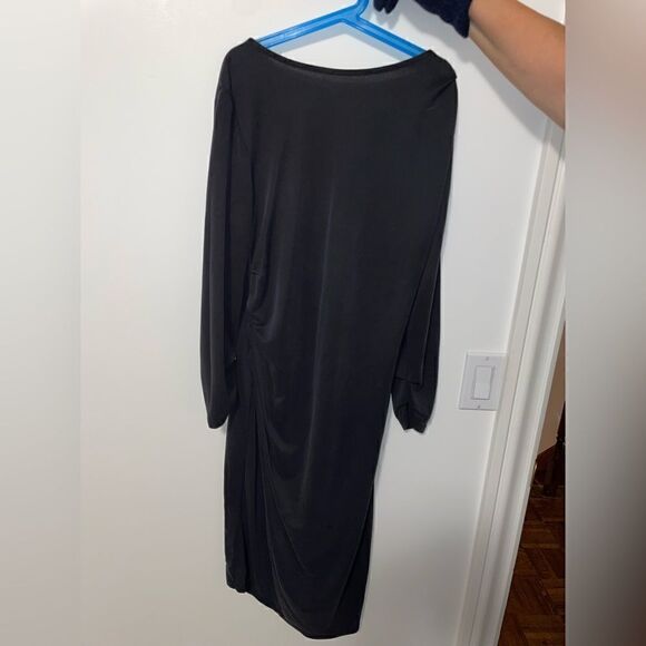 TopShop dark grey long sleeve twist waist dress soft material - Picture 3 of 6